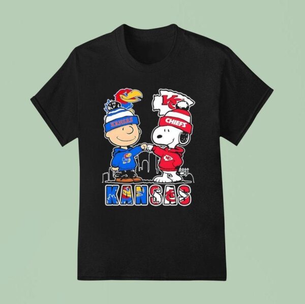 Peanuts Kansas City Jayhawk And Kansas City Chiefs Cartoon T Shirt