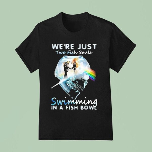 Pink Floyd We Re Just Two Fish Sound Swimming In A Fish Bowl Skull T Shirt