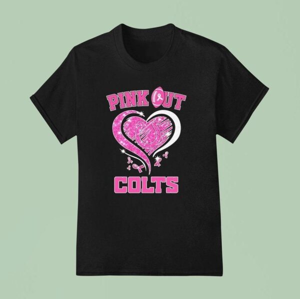Pink Out Indianapolis Colts Football Heart Awareness T Shirt