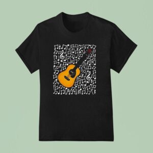 Premium Acoustic Guitar Musical Notes Guitarist Music Teacher Songwriter T Shirt