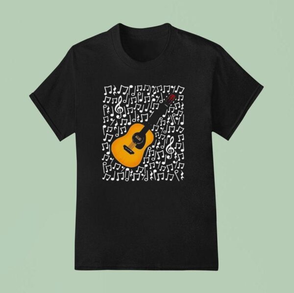 Premium Acoustic Guitar Musical Notes Guitarist Music Teacher Songwriter T Shirt