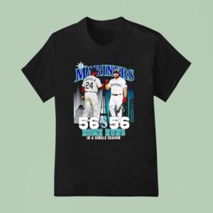 Seattle Mariners City Skyline Griffey Jr And Cal Raleigh Home Runs In A Single Season Signatures T Shirt