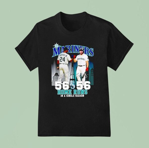 Seattle Mariners City Skyline Griffey Jr And Cal Raleigh Home Runs In A Single Season Signatures T Shirt