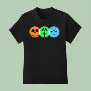 Skellington Ghostface And Voorhees Jason Masks Colors Halloween T Shirt