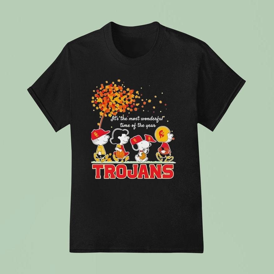 Snoopy And Friends Trojans Sports Team It S The Most Wonderful Time Of The Year Autumn T Shirt