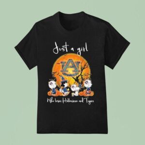 Snoopy Friends And The Peanuts Just A Girl Who Loves Halloween And Auburn Tigers T Shirt