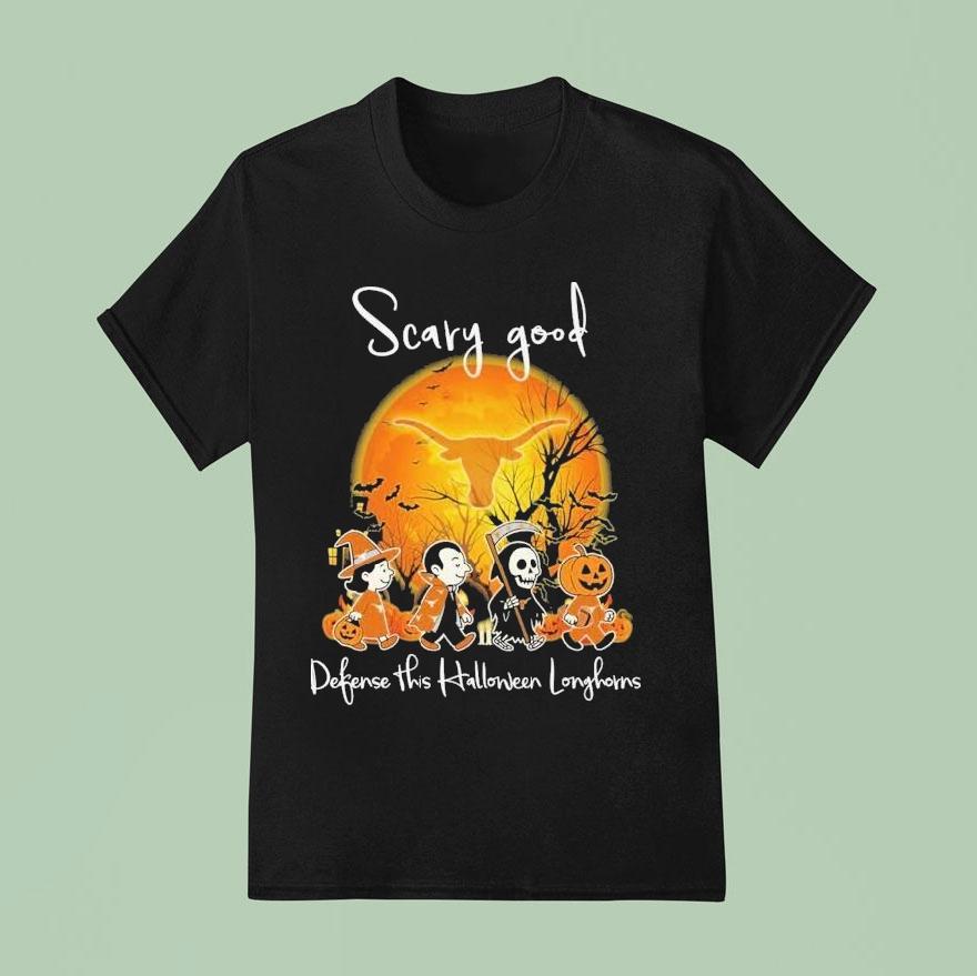 Snoopy Friends And The Peanuts Scary Good Defense This Halloween Texas Longhorns T Shirt