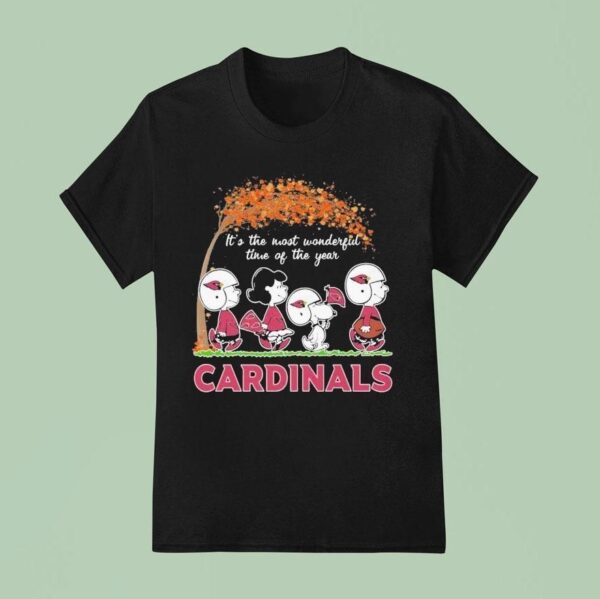 Snoopy The Peanuts Arizona Cardinals It S The Most Wonderful Time Of The Year Walking T Shirt