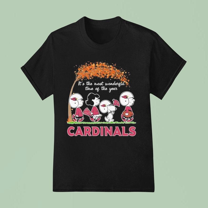 Snoopy The Peanuts Arizona Cardinals It S The Most Wonderful Time Of The Year Walking T Shirt