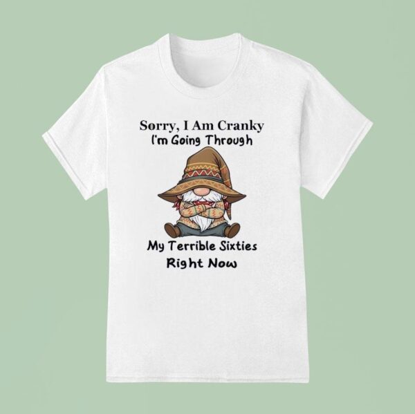 Sorry I Am Cranky I M Going Through My Terrible Sixties Right Now Gnome T Shirt