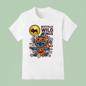 Stitch Halloween With Buffalo Wild Wings Logo T Shirt