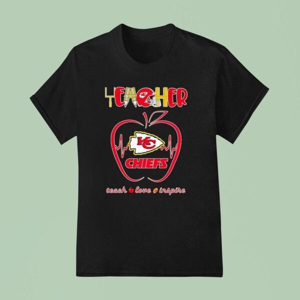 Teacher Kansas City Chiefs Heartbeat Teach Love Inspire T Shirt