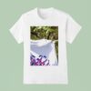 Three Silhouetted Girls Swords Heart Shaped Abstract Purple Magenta Cyberpunk T Shirt
