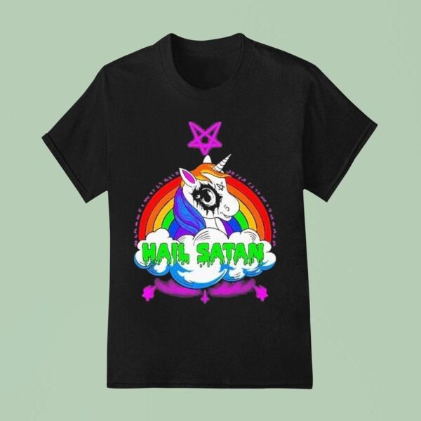 Unicorn Hail Satan Rainbow T Shirt