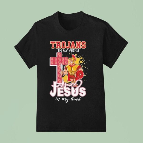 Usc Trojans In My Veins Jesus In My Heart Masco T Shirt