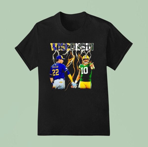 Wisconsin Lighting Christian Yelich Milwaukee Brewers And Jordan Love Green Bay Packers T Shirt