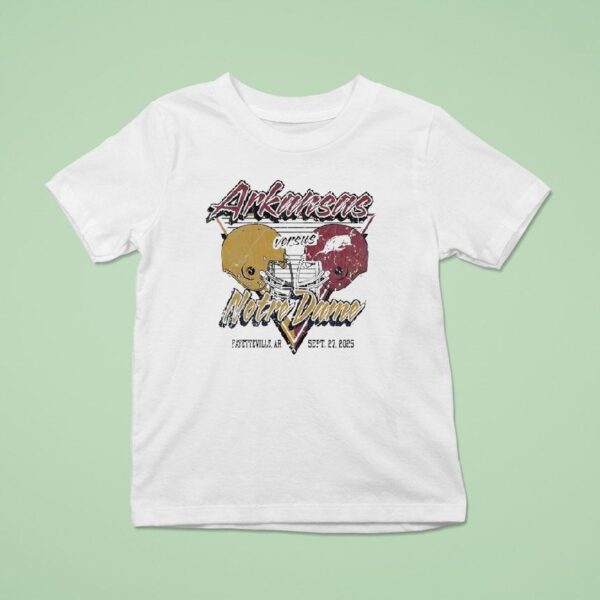 Arkansas Razorbacks Vs Notre Dame Fighting Irish Football Helmet T Shirt