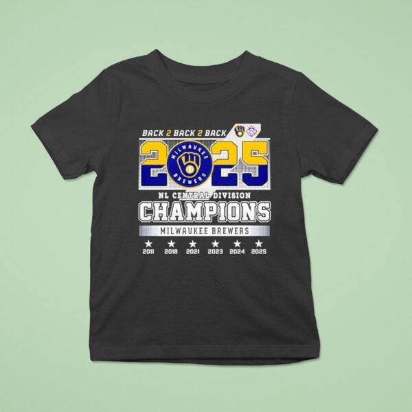 Back Back Back Milwaukee Brewers Nl Central Division Champions T Shirt