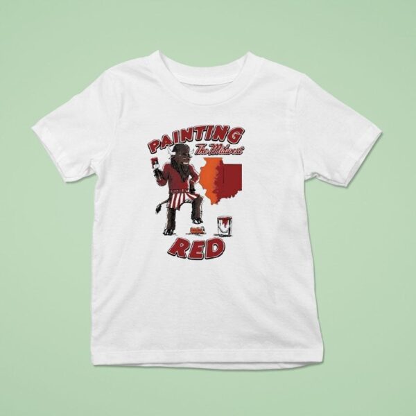 Bison Painting The Midwest Krush Red Indiana Hoosier T Shirt