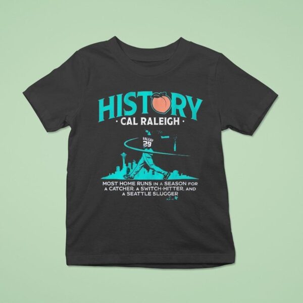 Cal Raleigh History For Big Dumper Most Home Runs In A Season For A Catcher A Switch Hitter And A Seattle Slugger T Shirt