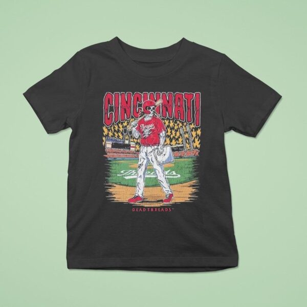 Cincinnati Reds Dead Threads Skeleton T Shirt