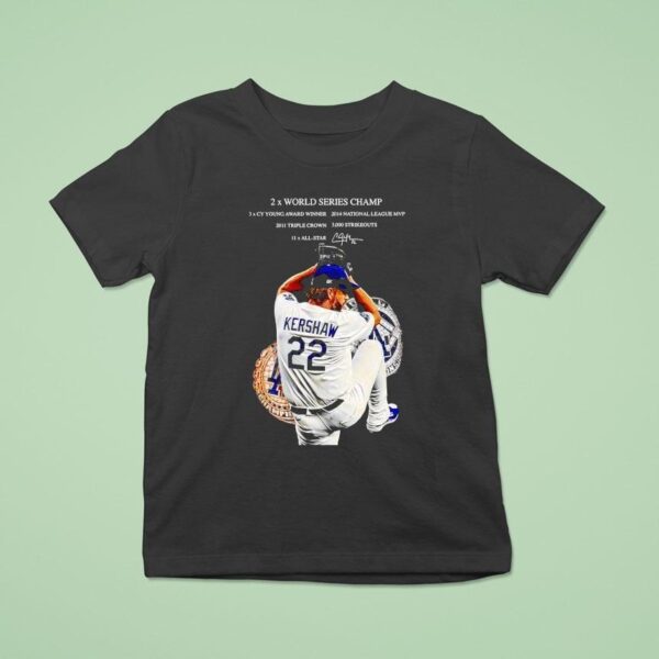 Clayton Kershaw X World Series Champ Los Angeles Dodgers Baseball T Shirt