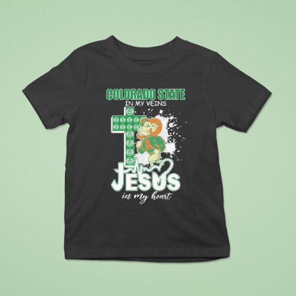 Colorado State Rams In My Veins Jesus In My Heart Masco T Shirt
