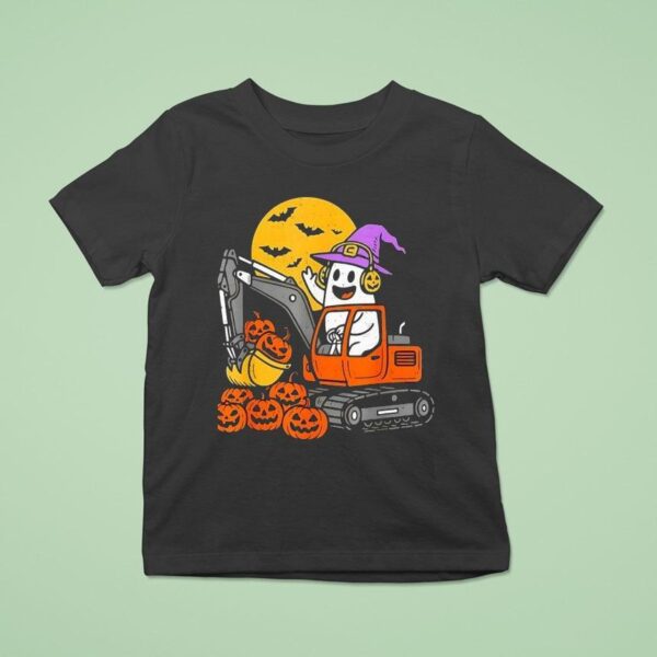 Ghost Excavator Construction Halloween T Shirt