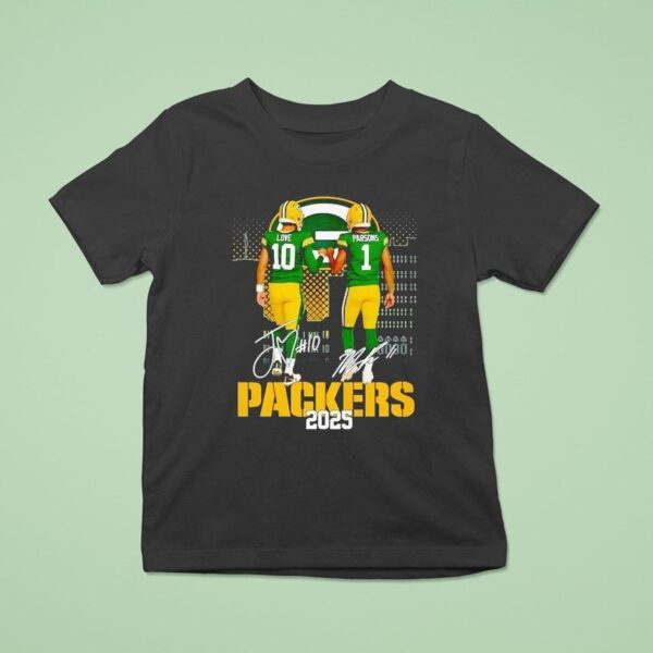Green Bay Packers City Skyline Love And Parsons Signatures T Shirt