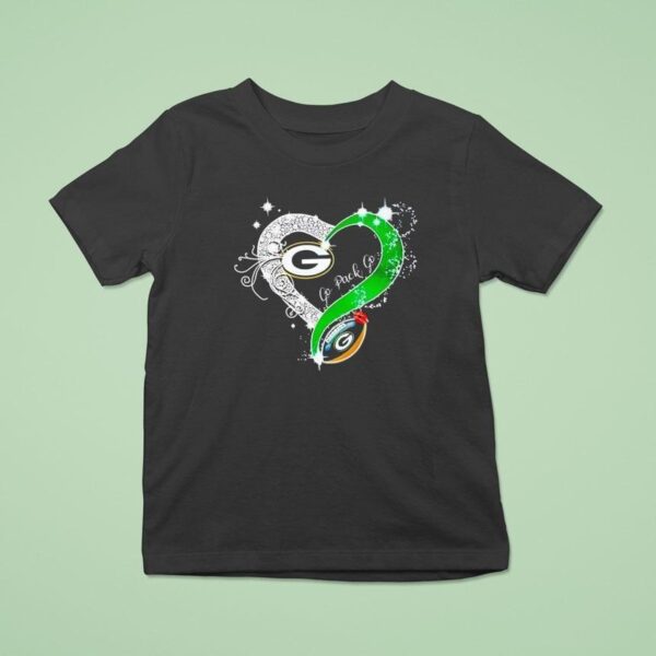 Green Bay Packers Go Pack Go Diamond Heart T Shirt