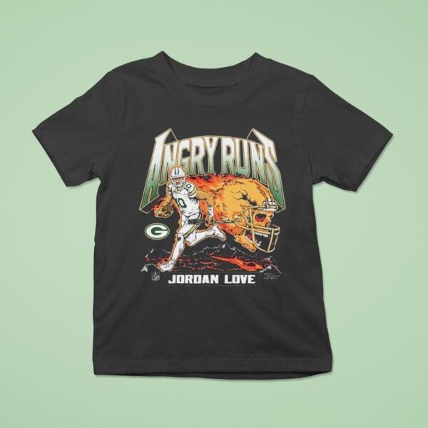 Jordan Love Angry Runs Green Bay Packers T Shirt
