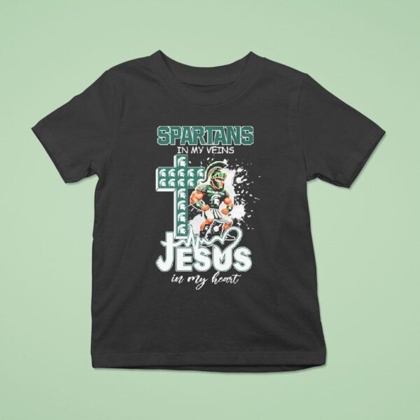 Michigan State Spartans In My Veins Jesus In My Heart Masco T Shirt
