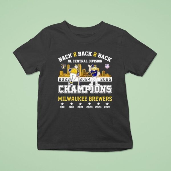 Milwaukee Brewers Back Back Back Nl Central Division Champions T Shirt