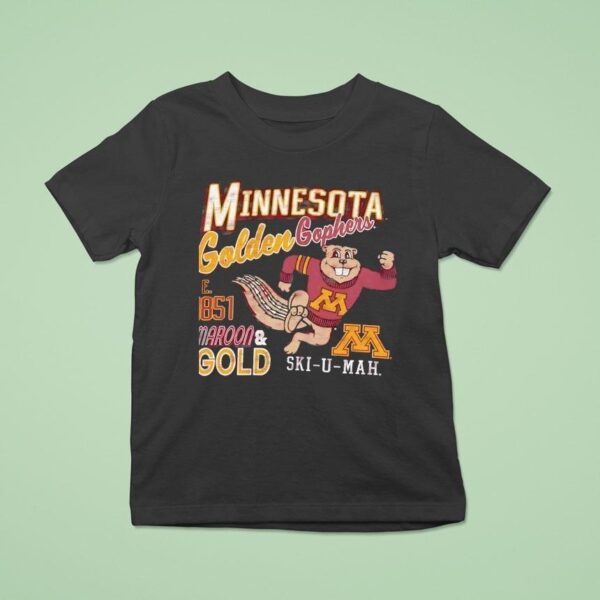 Minnesota Golden Gophers Maroon And Gold Ski U Mah Est T Shirt