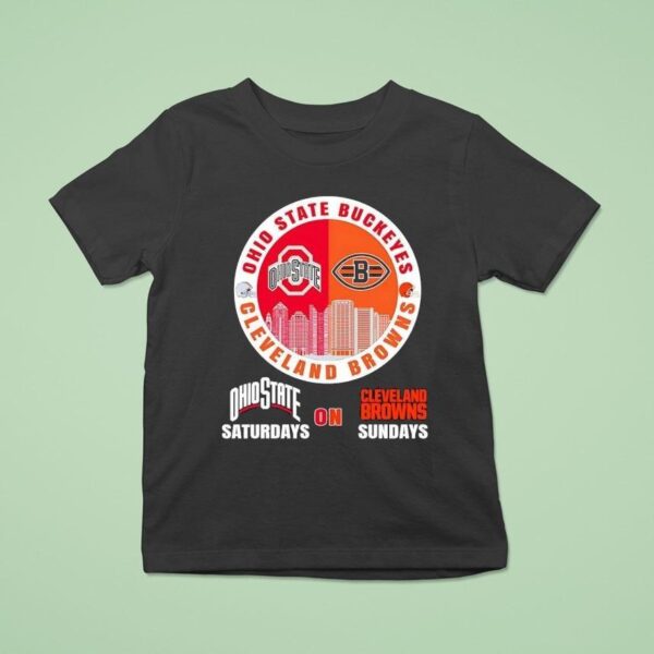 Ohio State Buckeyes On Saturdays And Cleveland Browns On Sundays Circle Logo T Shirt