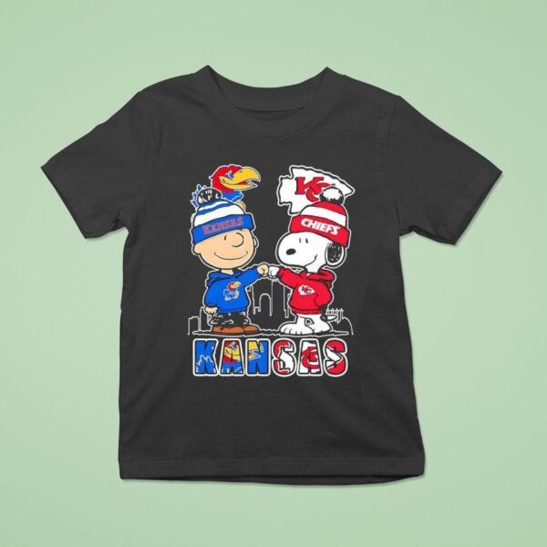 Peanuts Kansas City Jayhawk And Kansas City Chiefs Cartoon T Shirt