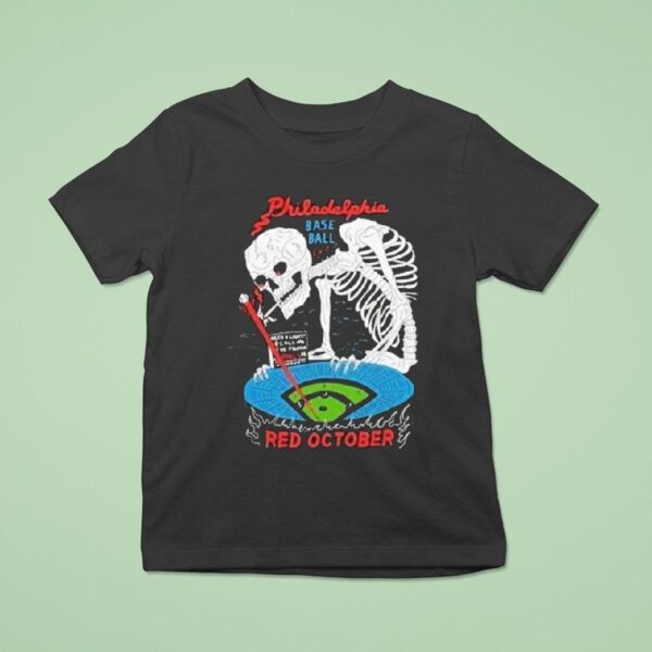 Philadelphia Phillies Red October Skull Skeleton T Shirt