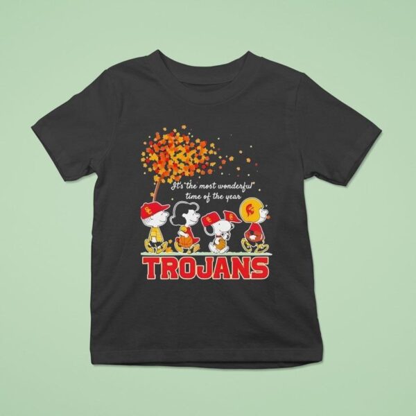 Snoopy And Friends Trojans Sports Team It S The Most Wonderful Time Of The Year Autumn T Shirt