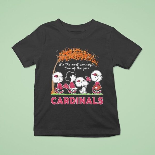 Snoopy The Peanuts Arizona Cardinals It S The Most Wonderful Time Of The Year Walking T Shirt