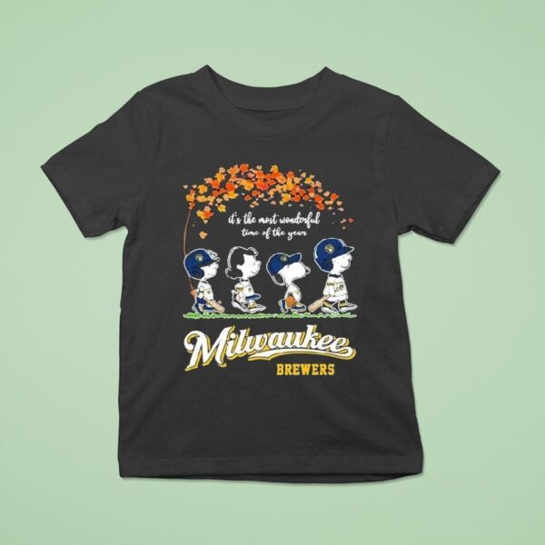 Snoopy The Peanuts Milwaukee Brewers It S The Most Wonderful Time Of The Year Walking T Shirt