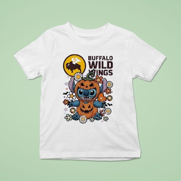 Stitch Halloween With Buffalo Wild Wings Logo T Shirt