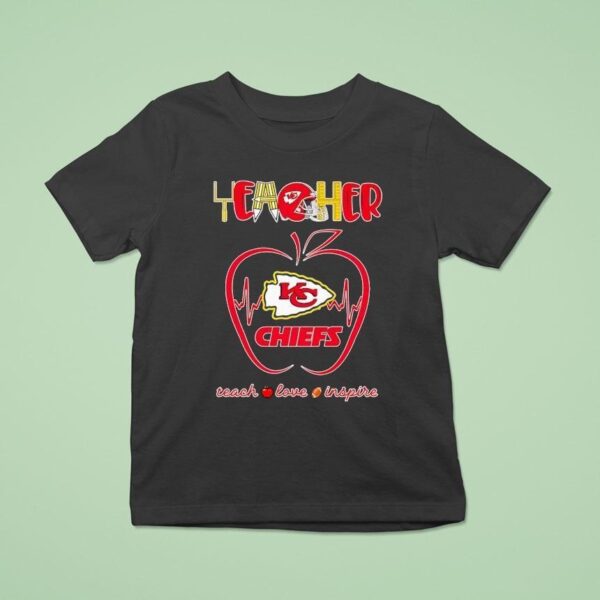 Teacher Kansas City Chiefs Heartbeat Teach Love Inspire T Shirt