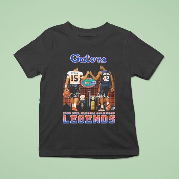 Tim Tebow X Al Horford Florida Gators Dual National Champions Legends Signatures T Shirt