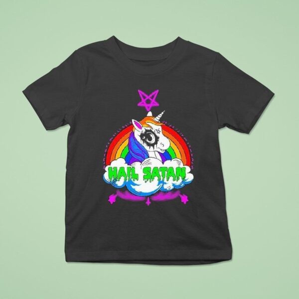 Unicorn Hail Satan Rainbow T Shirt