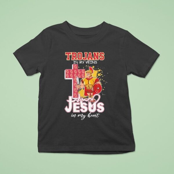 Usc Trojans In My Veins Jesus In My Heart Masco T Shirt