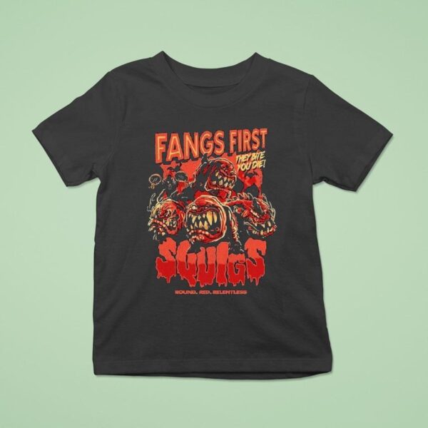 Warhammer Squig Fangs First They Bite You Die Round Red Relentless T Shirt