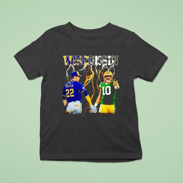 Wisconsin Lighting Christian Yelich Milwaukee Brewers And Jordan Love Green Bay Packers T Shirt