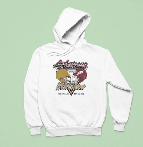 Arkansas Razorbacks Vs Notre Dame Fighting Irish Football Helmet Hoodie