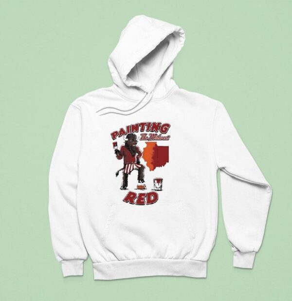 Bison Painting The Midwest Krush Red Indiana Hoosier Hoodie