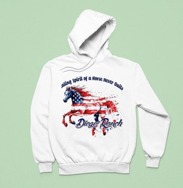 Diego Ranch Healing Spirit Of A Horse Never Quits Usa Horse Hoodie